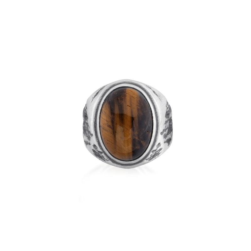 worn tiger eye ring top view