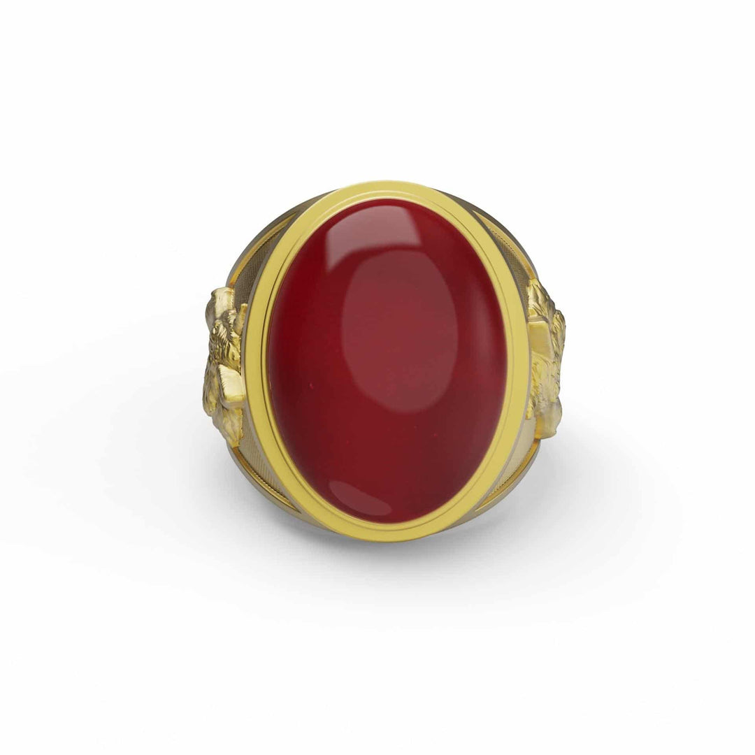 Wolf Face Carnelian Ring