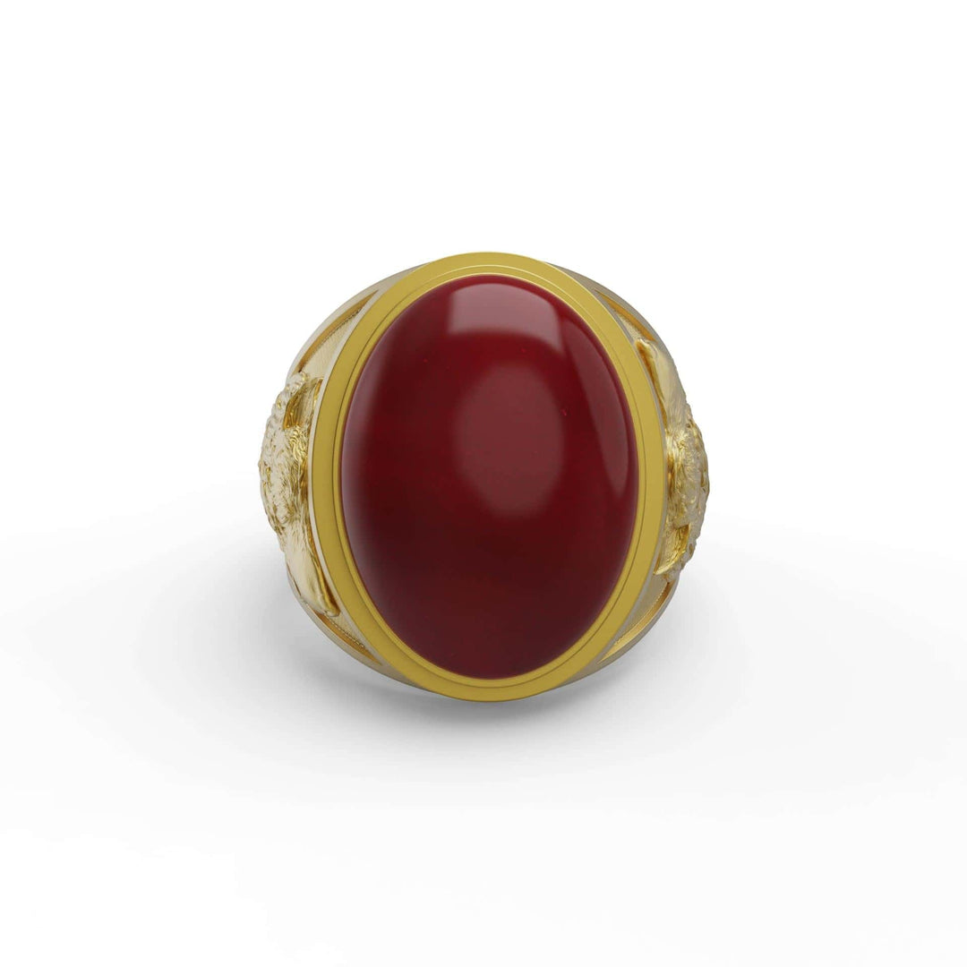 Noble Wolf Carnelian Ring