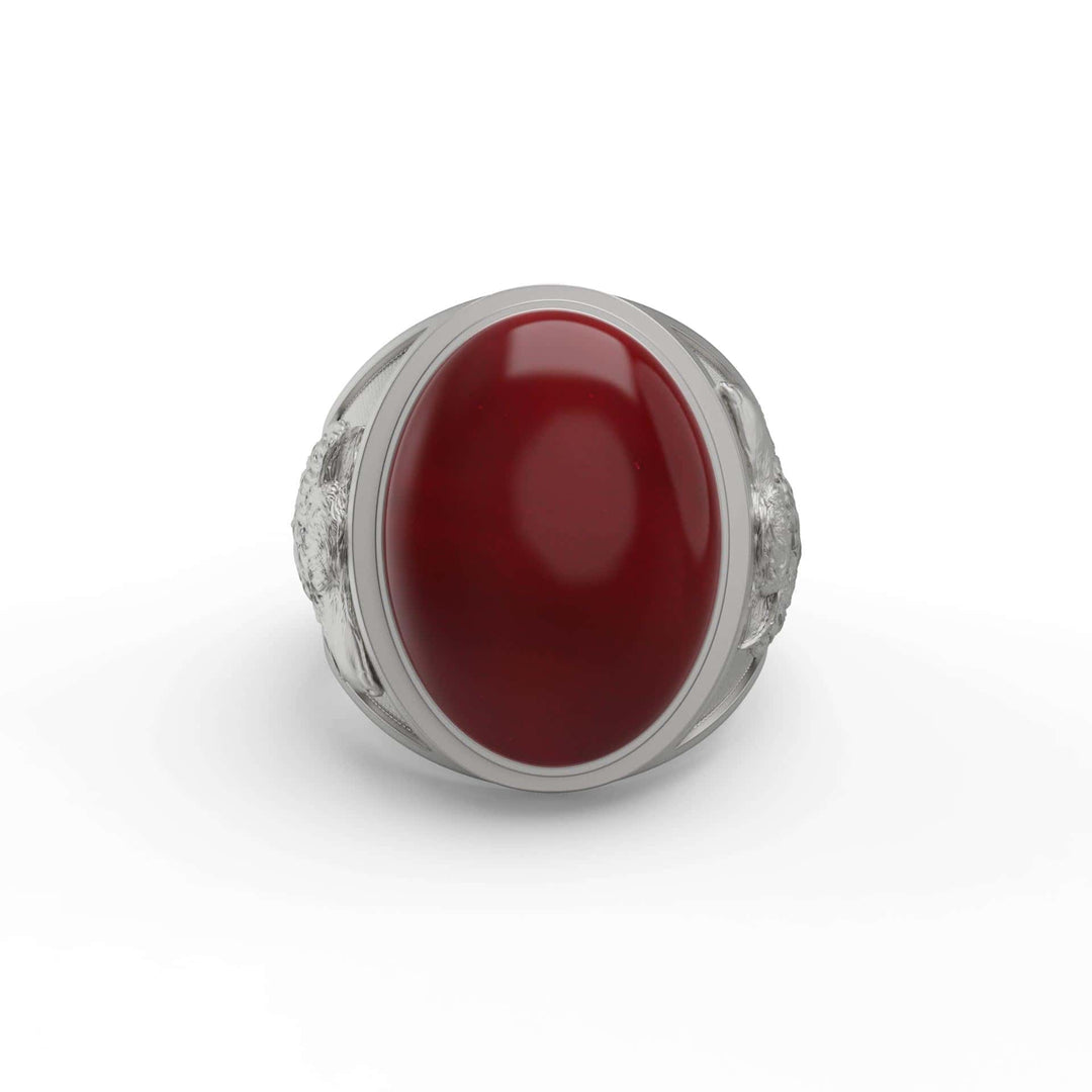 Noble Wolf Carnelian Ring