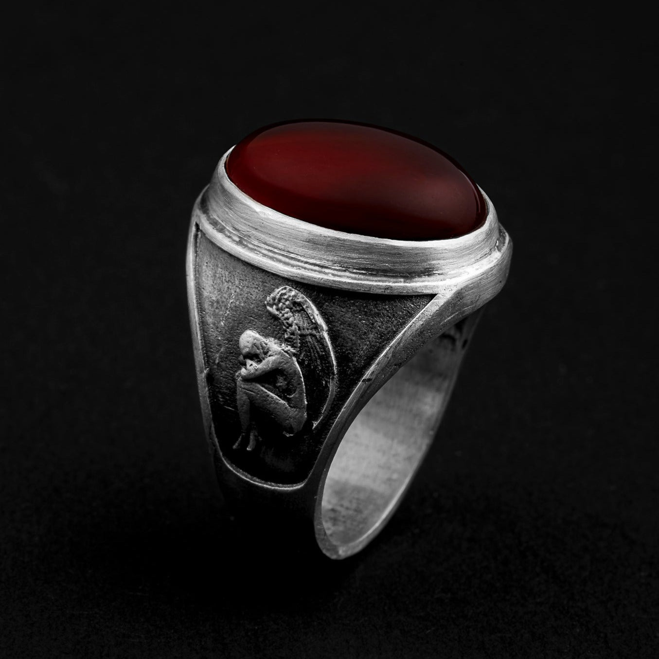 handmade sterling silver Angel Carnelian Gemstone Ring