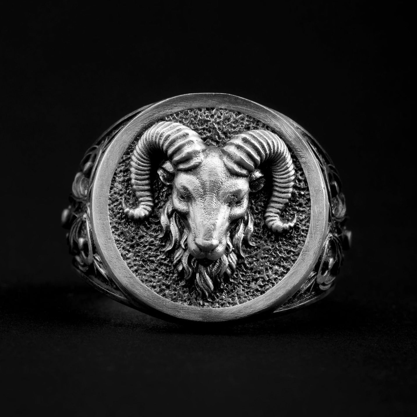 handmade sterling silver Aries Ram Head Ring