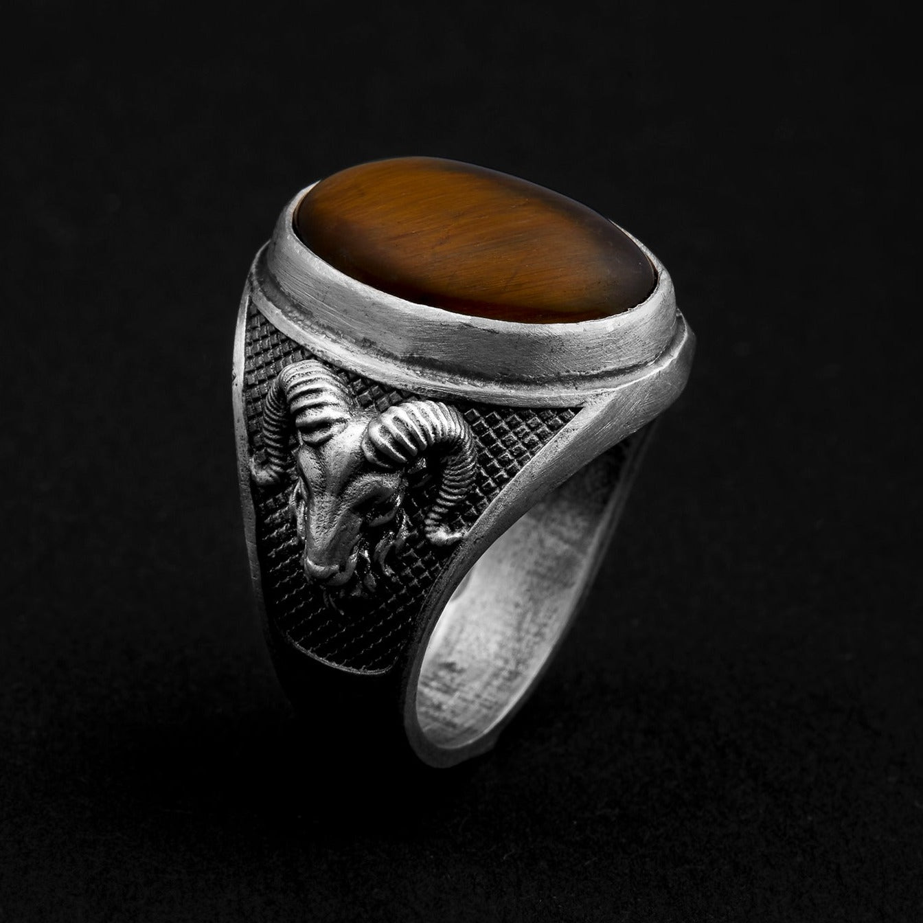 handmade sterling silver Aries Tiger Eye Gemstone Ring