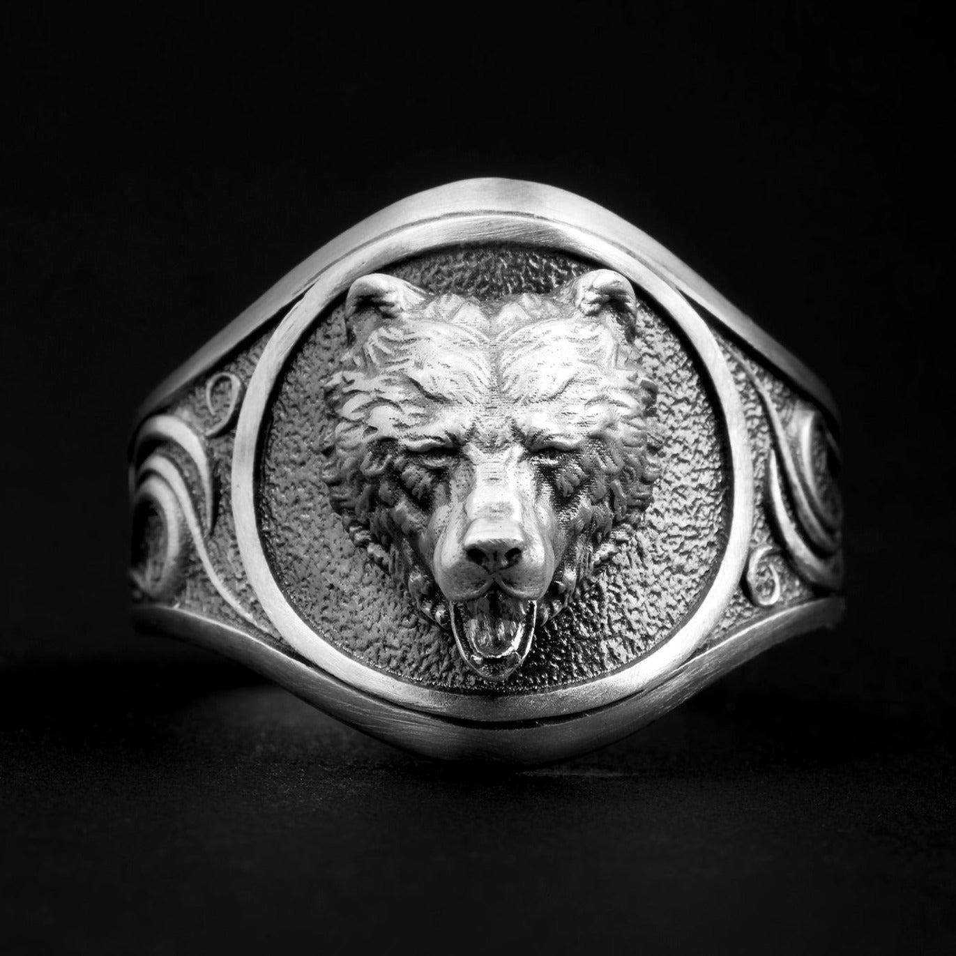 handmade sterling silver Products Bear Head Ring