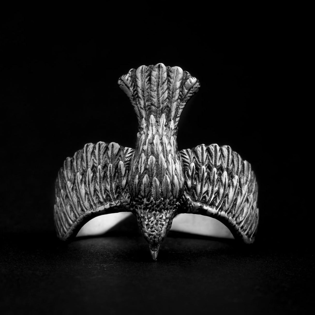 handmade sterling silver Eagle Bird Ring. symbol of freedom, strength, and the boundless skies