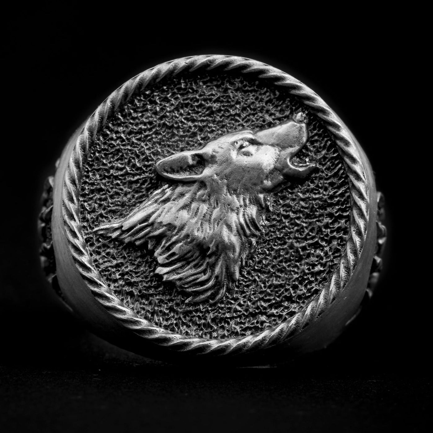 handmade sterling silver Howling Wolf Ring