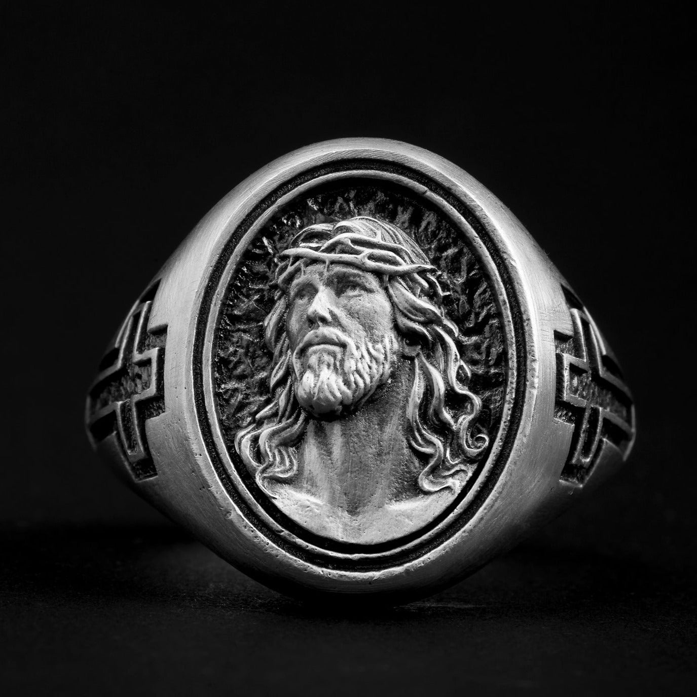 handmade sterling silver Jesus Head Ring