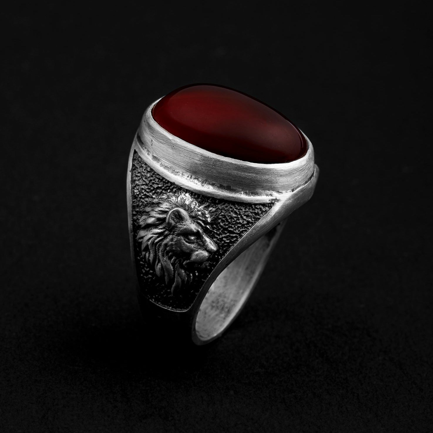 sterling silver Lion Carnelian Ring