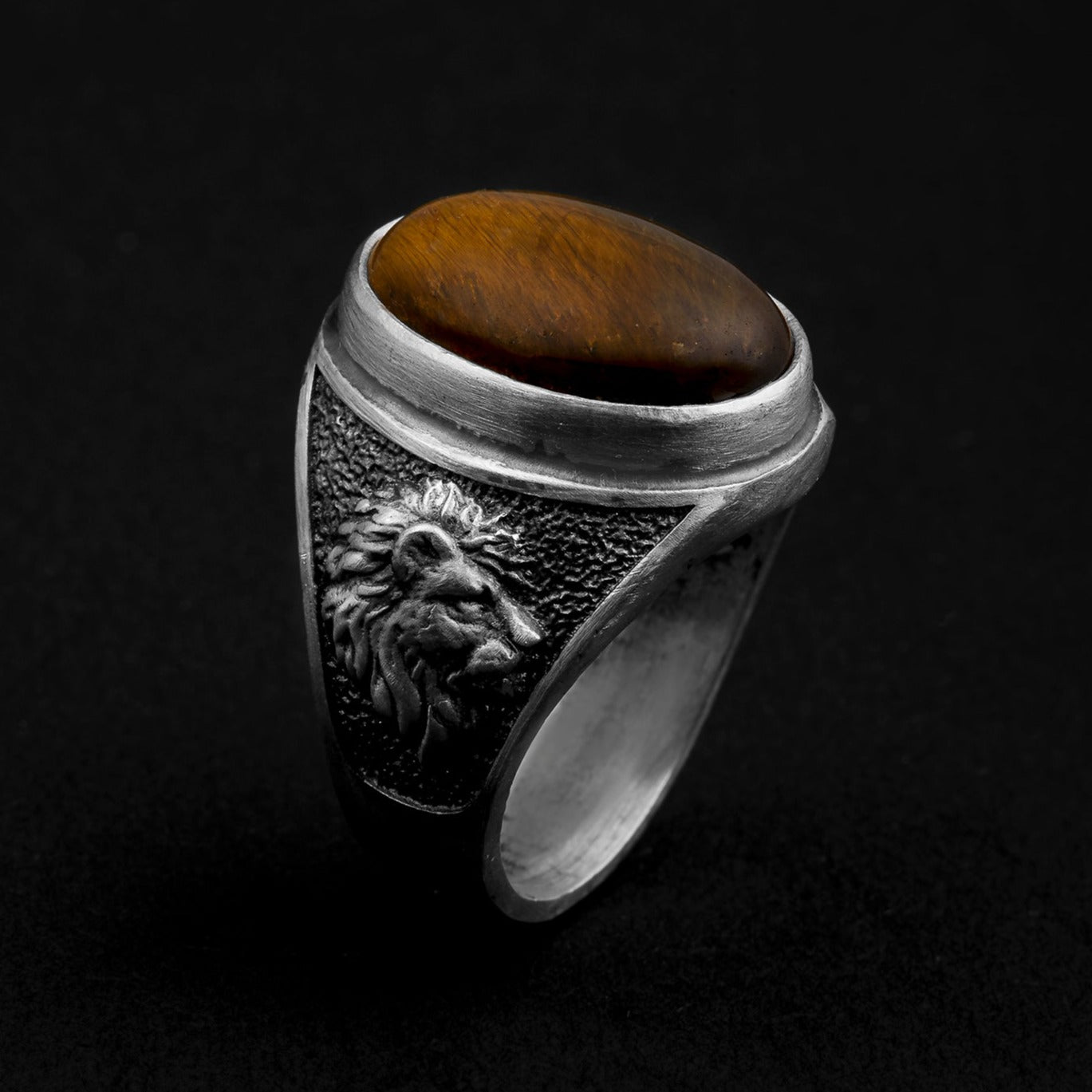 sterling silver Lion Tiger Eye Gemstone Ring