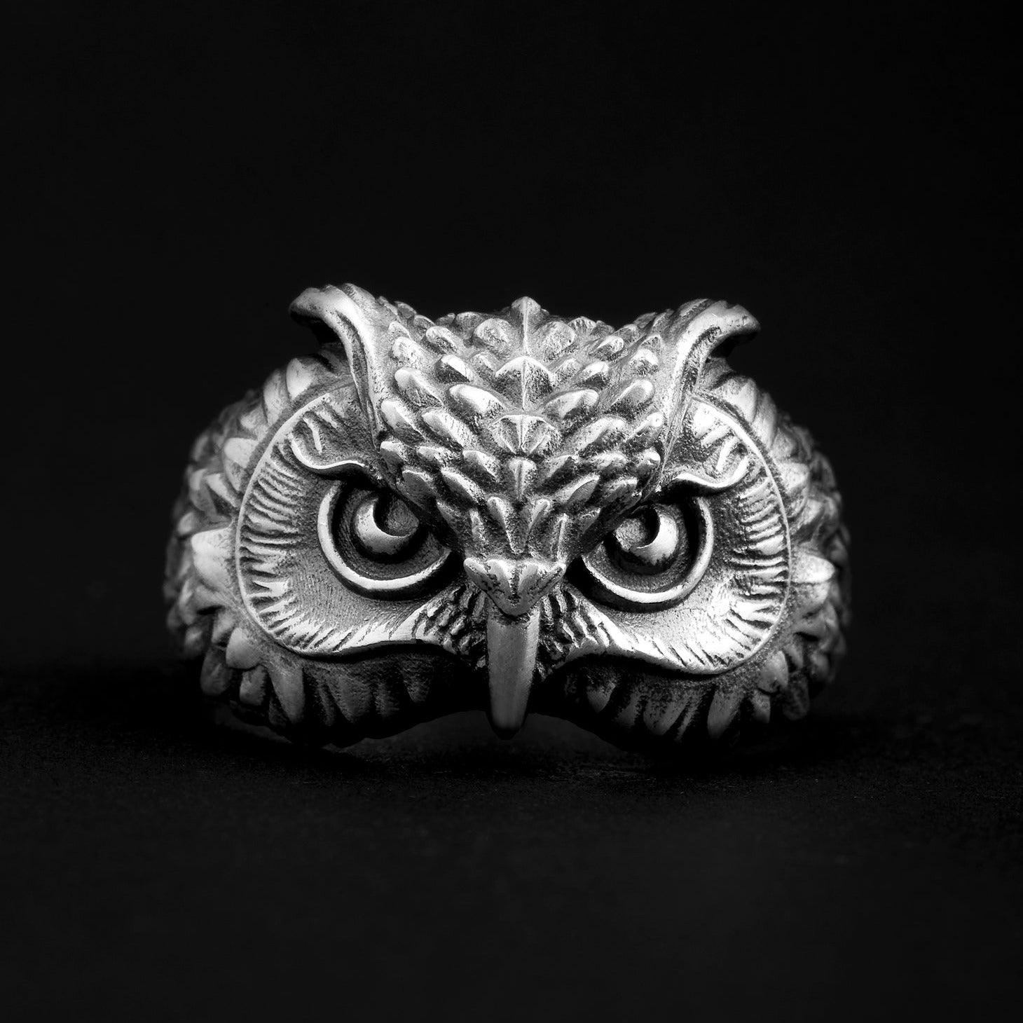 handmade sterling silver Owl Head Ring