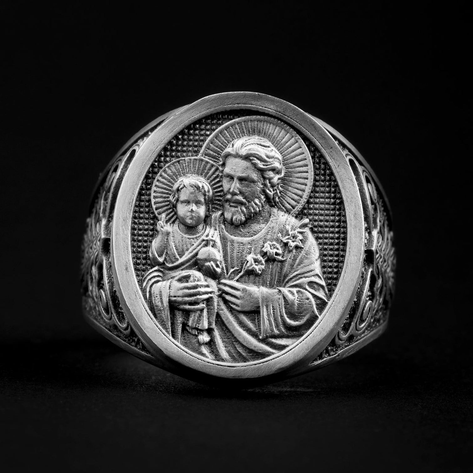 handmade sterling silver Saint Joseph Ring