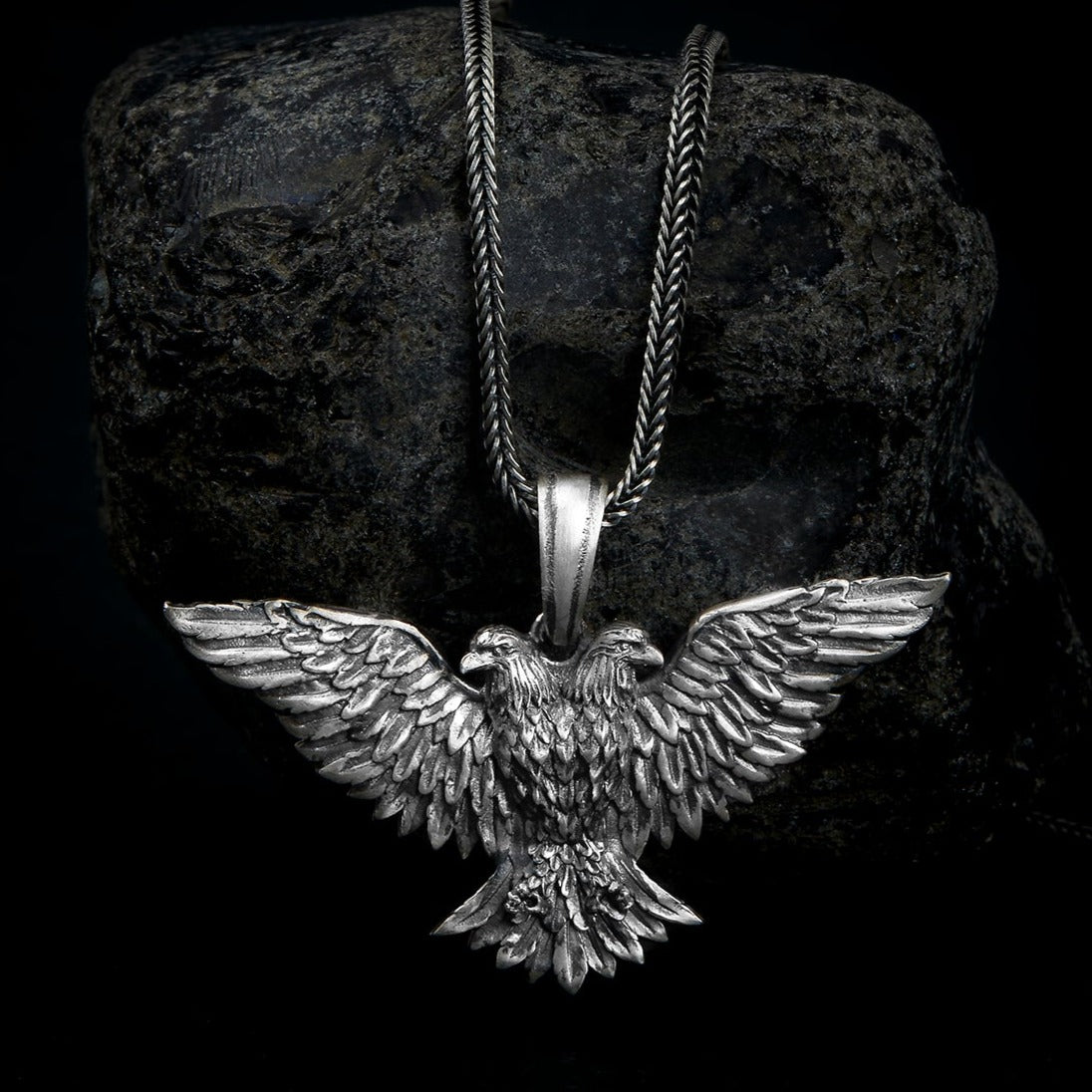 handmade sterling silver Double Headead Eagle Necklace