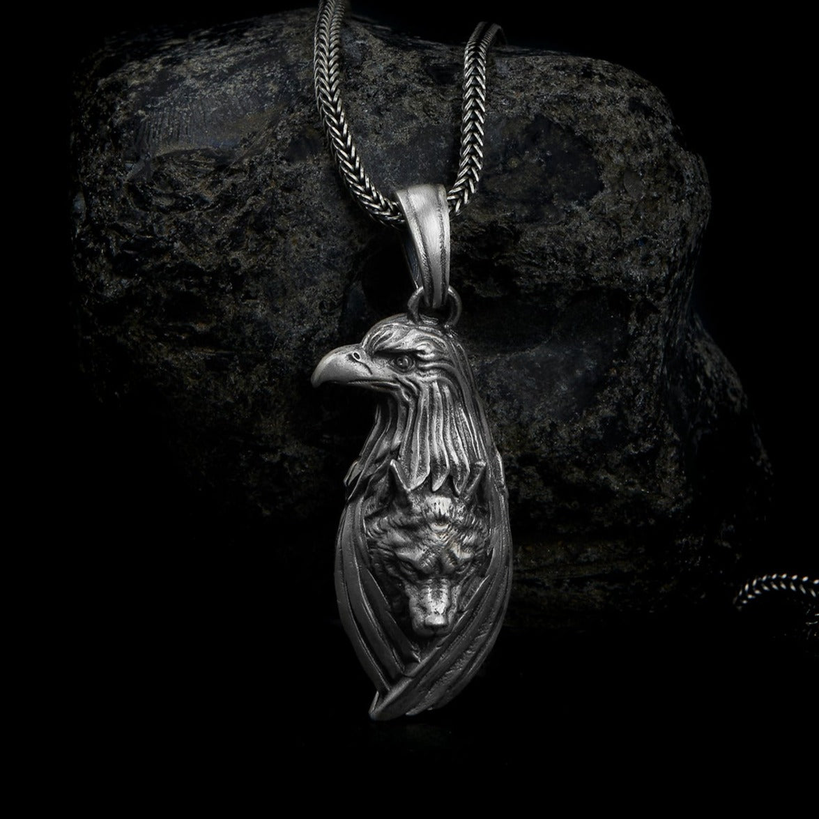 handmade sterling silver Eagle Wolf Necklace
