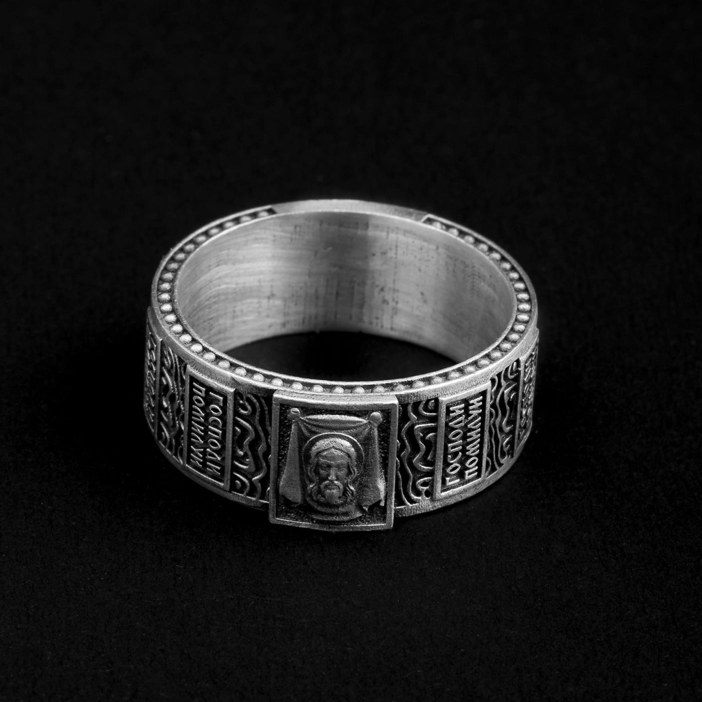 handmade sterling silver Saint Archangel Signet Ring v3