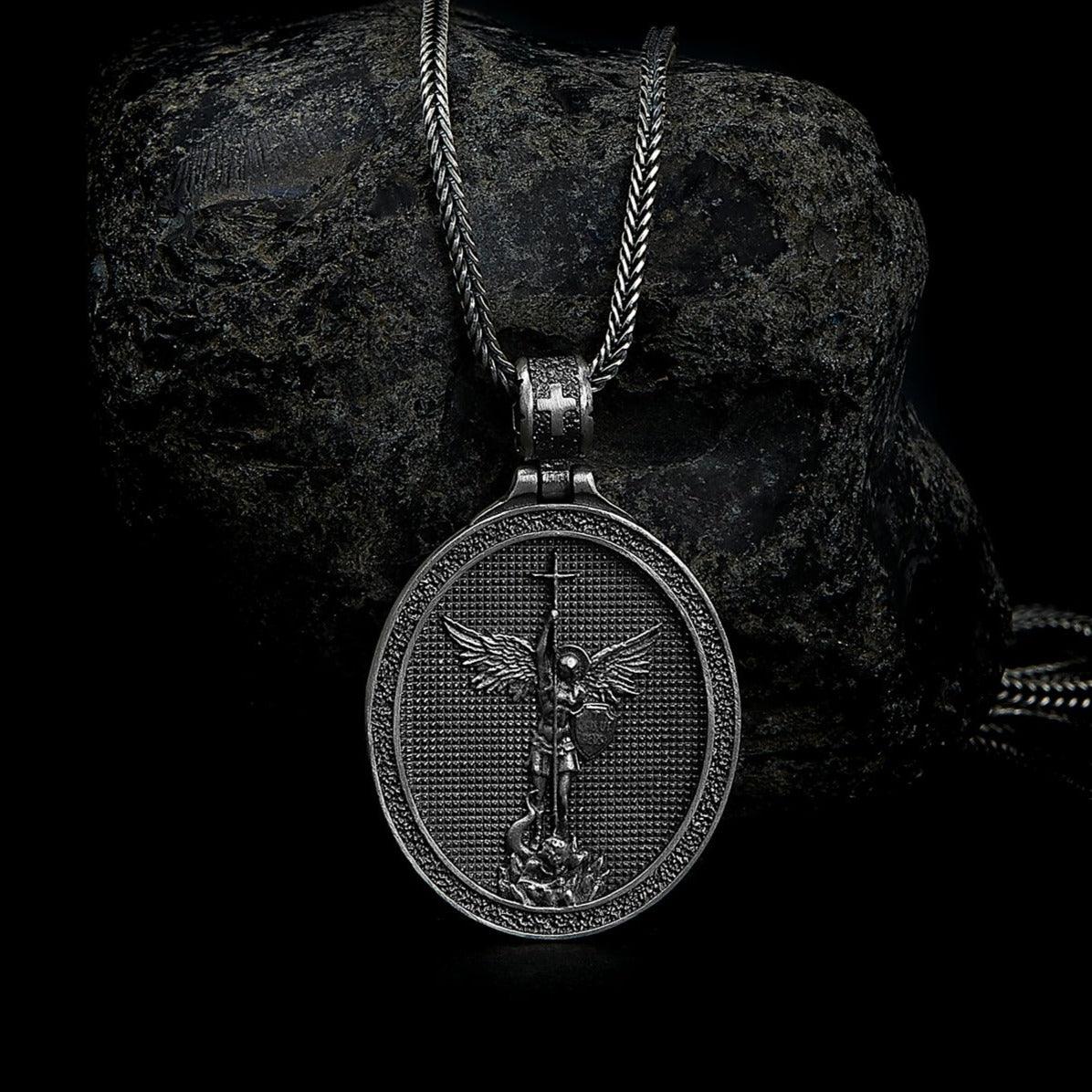 sterling silver Saint Michael Necklace, spiritual power and protection, faith, christianity.