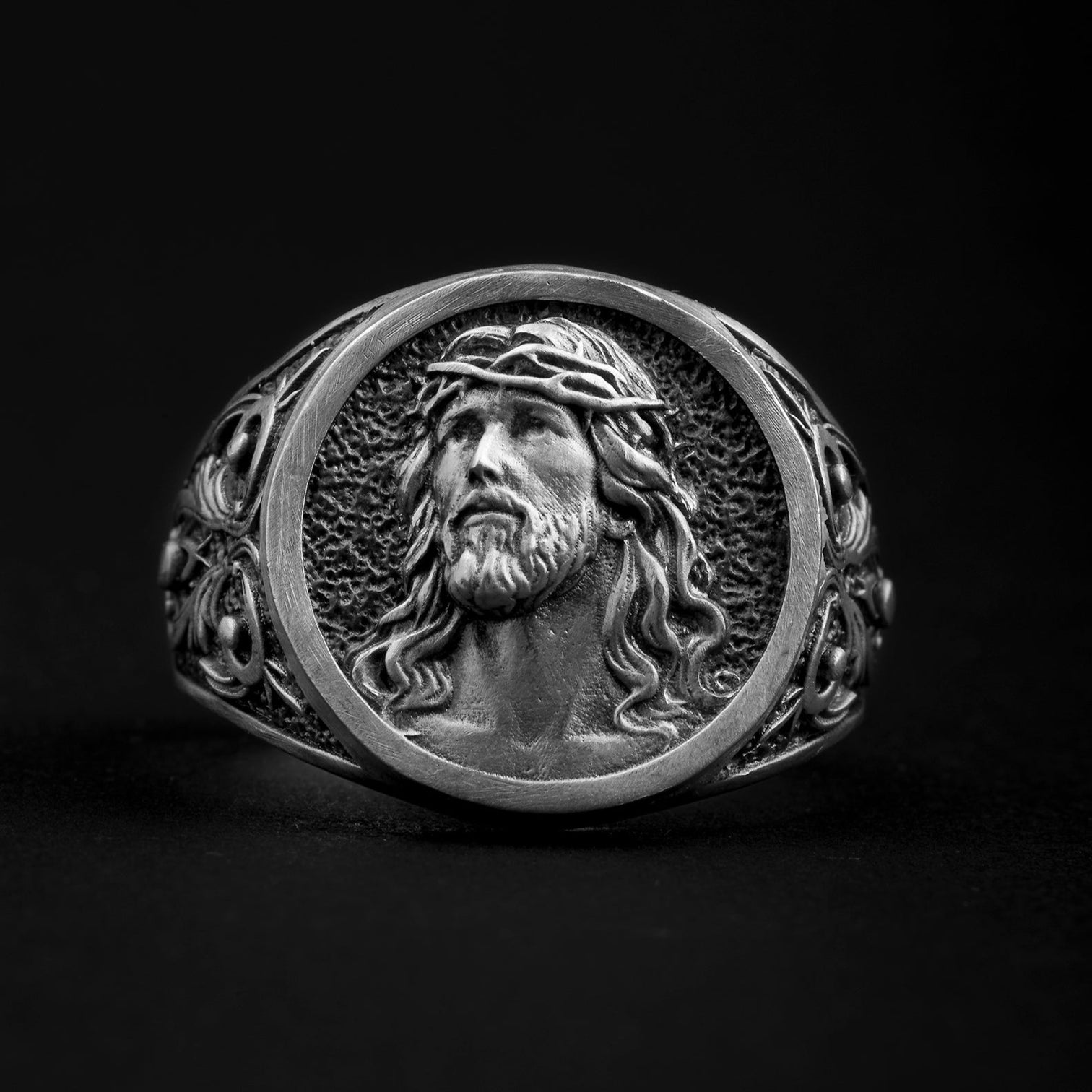 sterling silver Jesus face ring, religious, faith, christian
