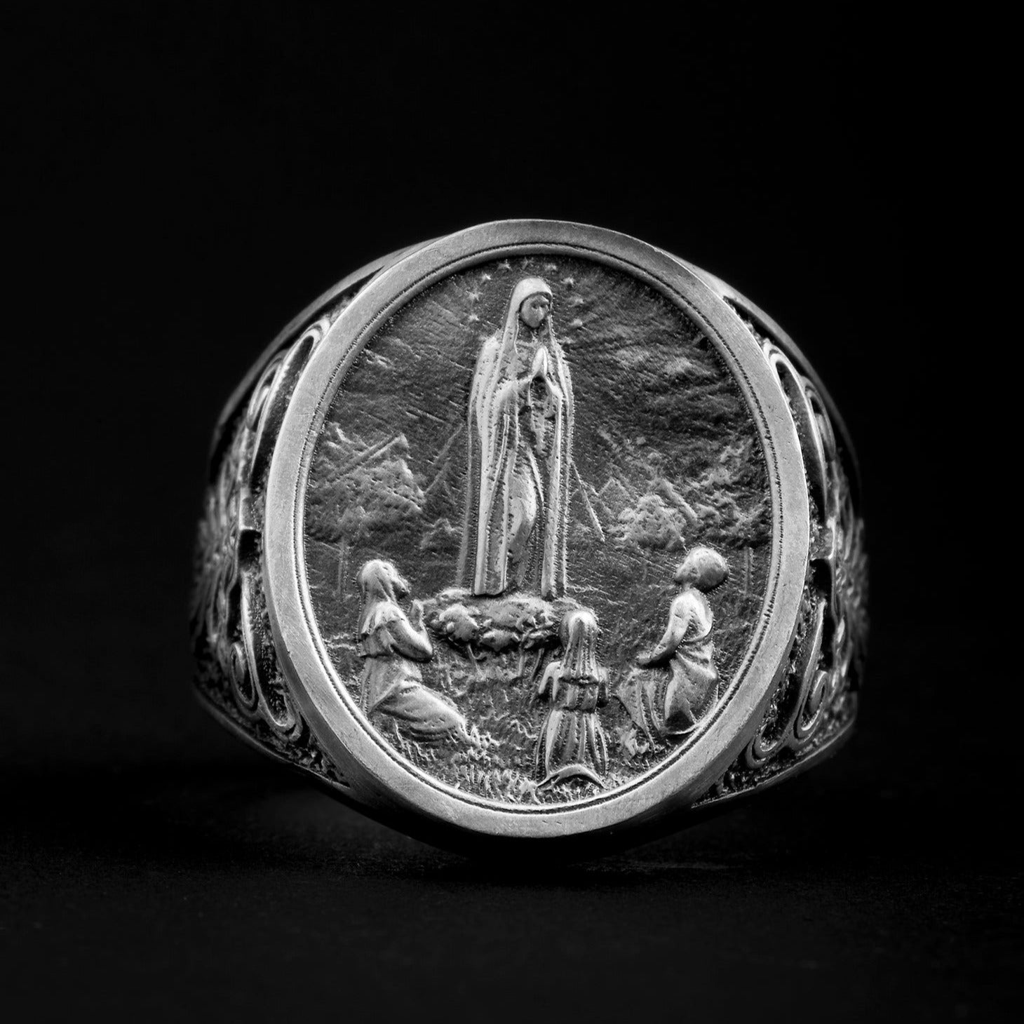 handmade sterling silver Our Lady Of Fatima Religious Ring