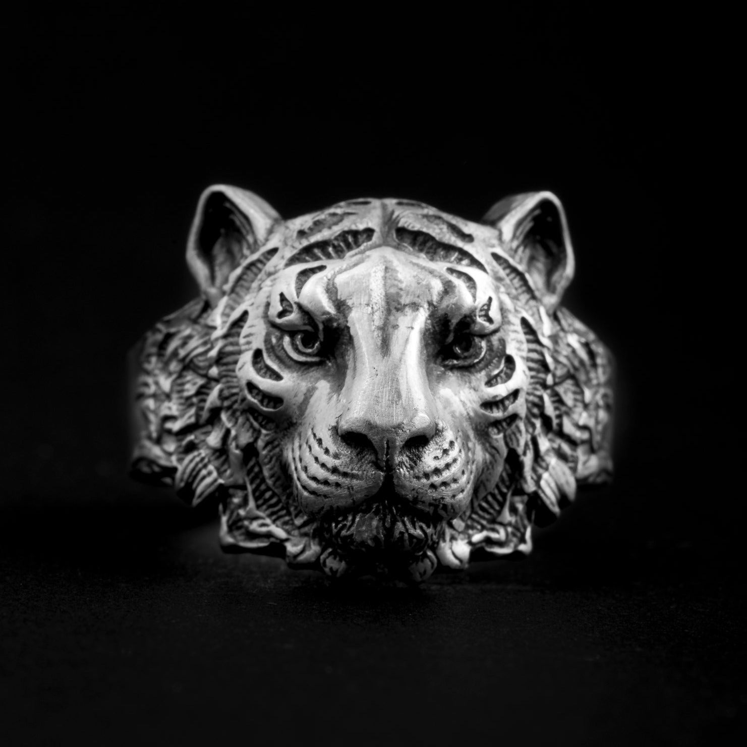 handmade sterling silver Tiger Head Ring