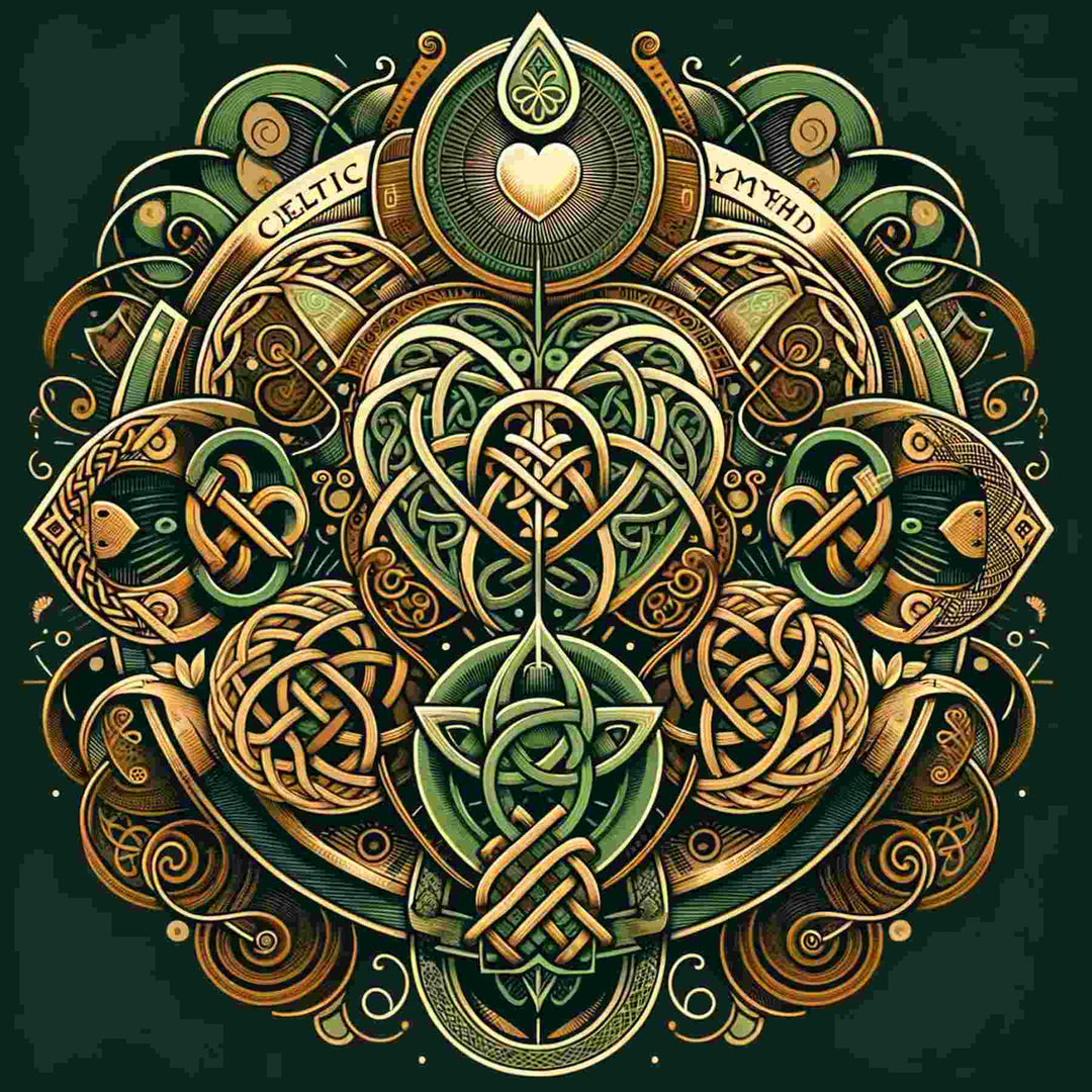 celtic legendary and myths featuring claddagh, triskelion, knots