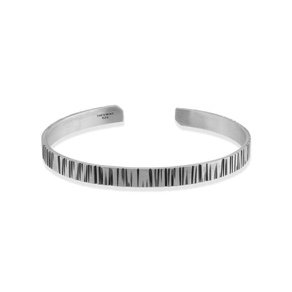 Skill Linear Engraved Sterling Silver Cuff Bracelet