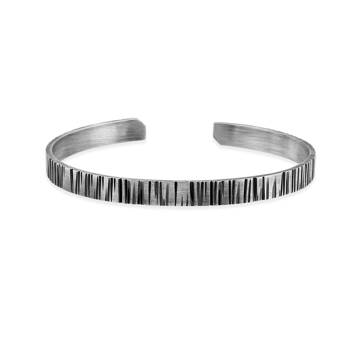 Skill Linear Engraved Sterling Silver Cuff Bracelet