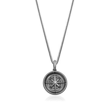 Compass Rose Wayfinder Necklace – 925 Sterling Silver Oxidized – View 1