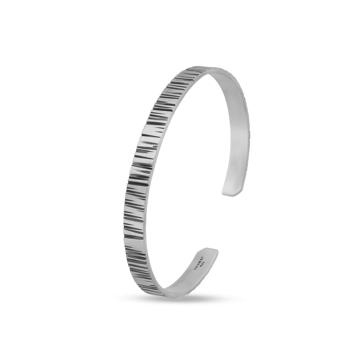 Skill Linear Engraved Sterling Silver Cuff Bracelet