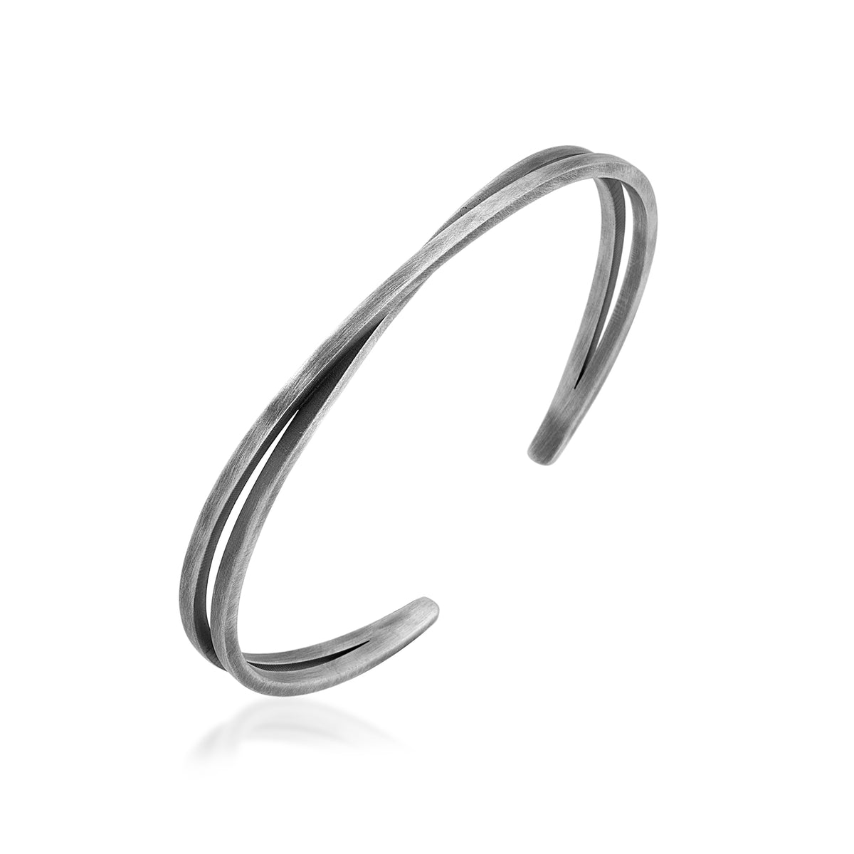 Unity Double-Line Sterling Silver Cuff Bracelet