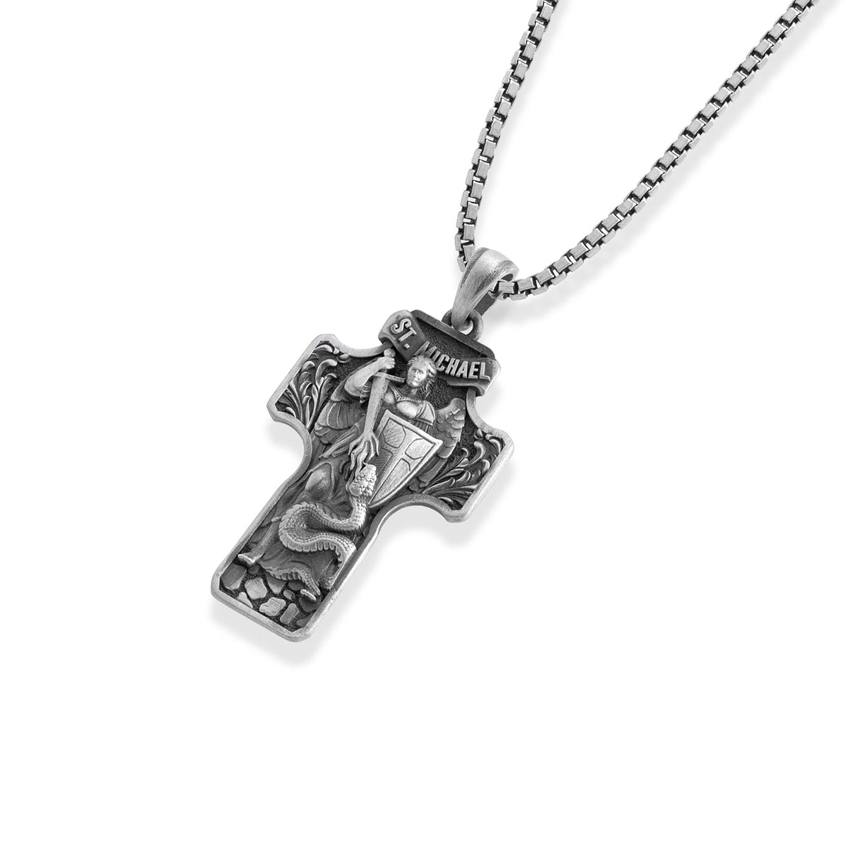 Saint Michael Guardian Cross Necklace
