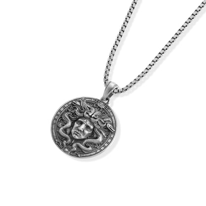 Medusa Gorgon Shield Medallion Necklace