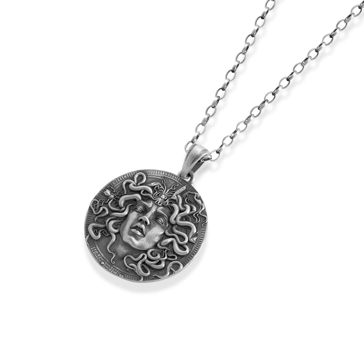 Medusa Gorgon Portrait Medallion Necklace