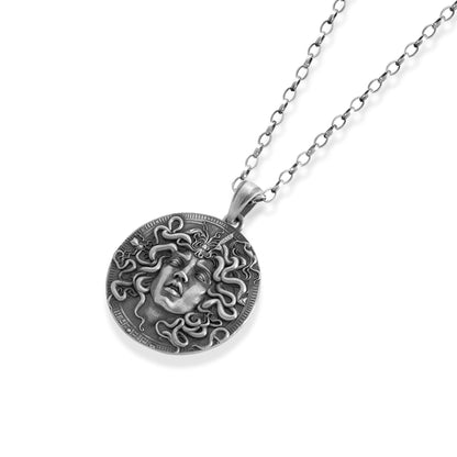 Medusa Gorgon Portrait Medallion Necklace