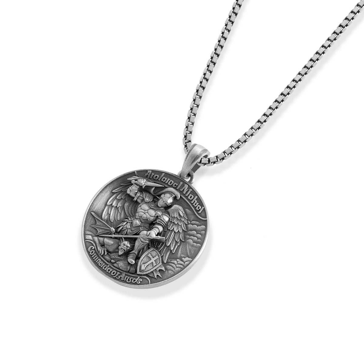 Saint Michael Quis Ut Deus Medallion Necklace