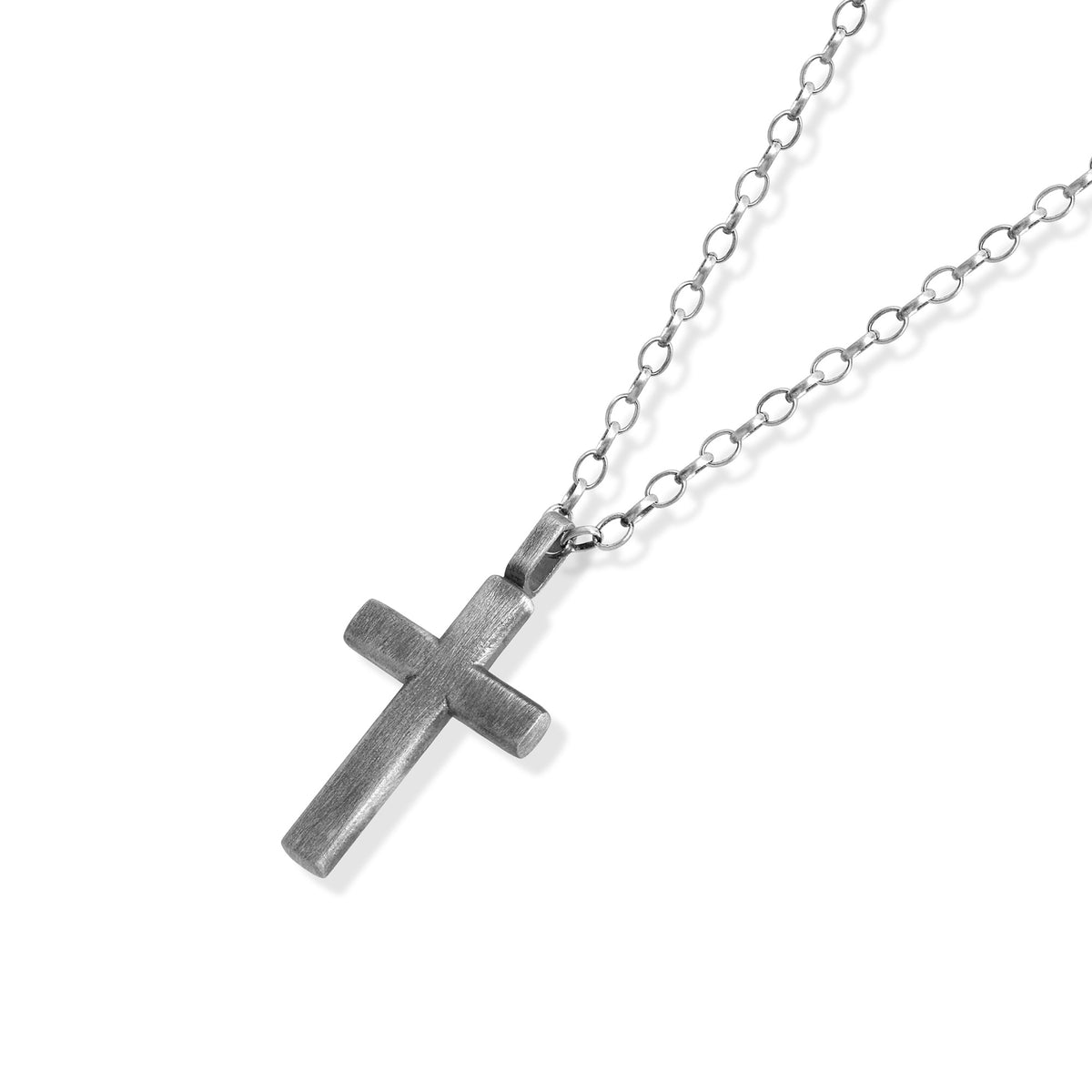 Minimal Brushed Cross Necklace