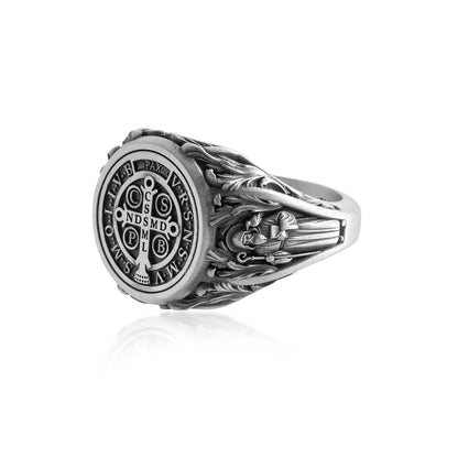 Saint Benedict Ornamental Signet Ring