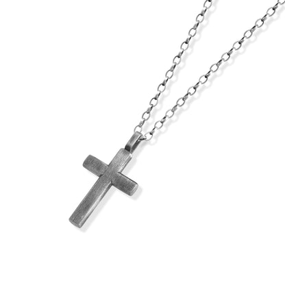 Minimal Brushed Cross Necklace