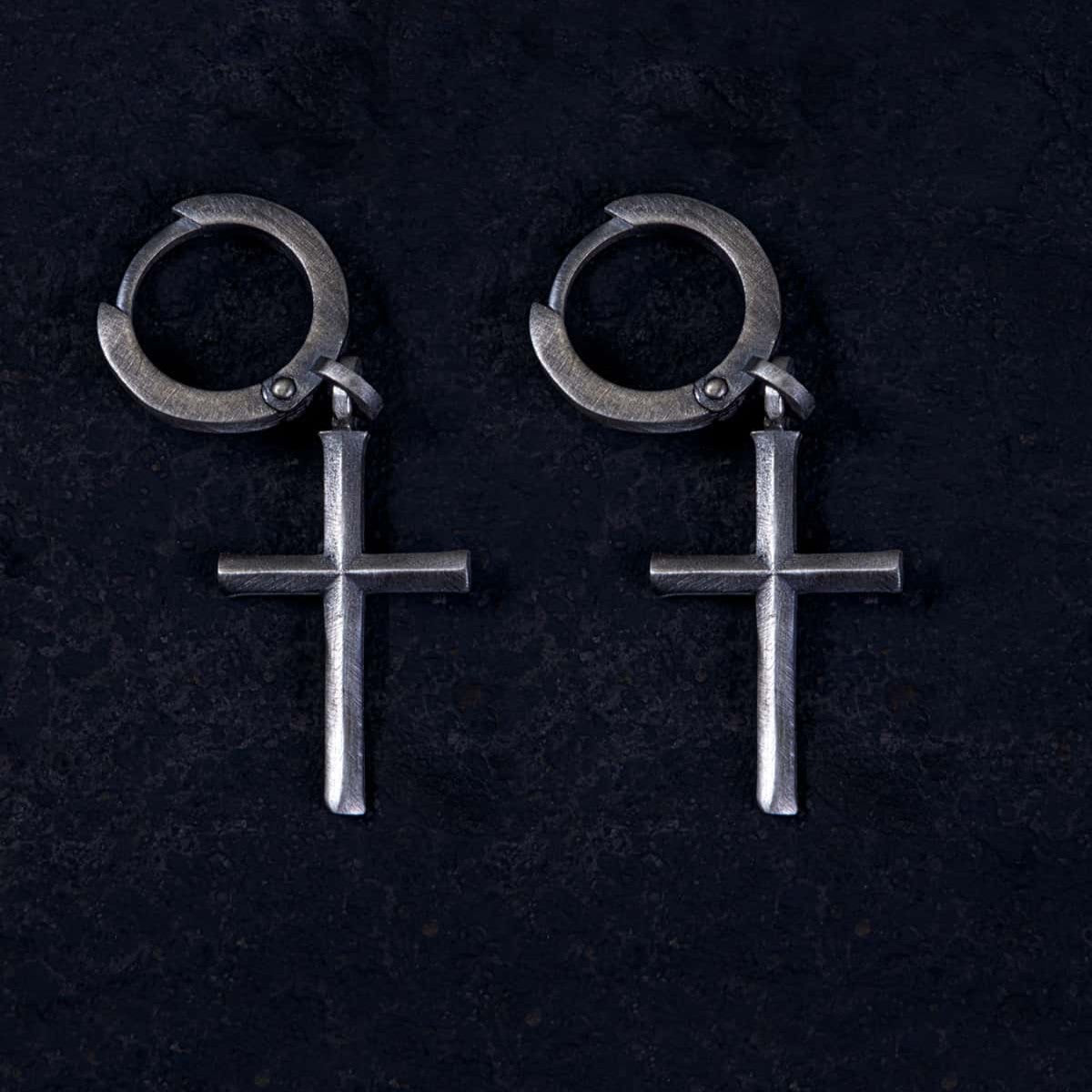 Gothic Cross Hoop Earring
