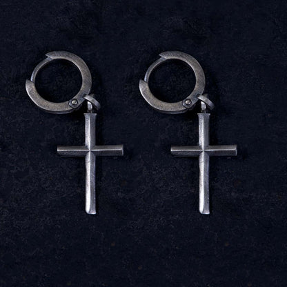 Gothic Cross Hoop Earring