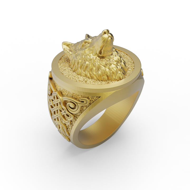 Wolf Head Signet Ring