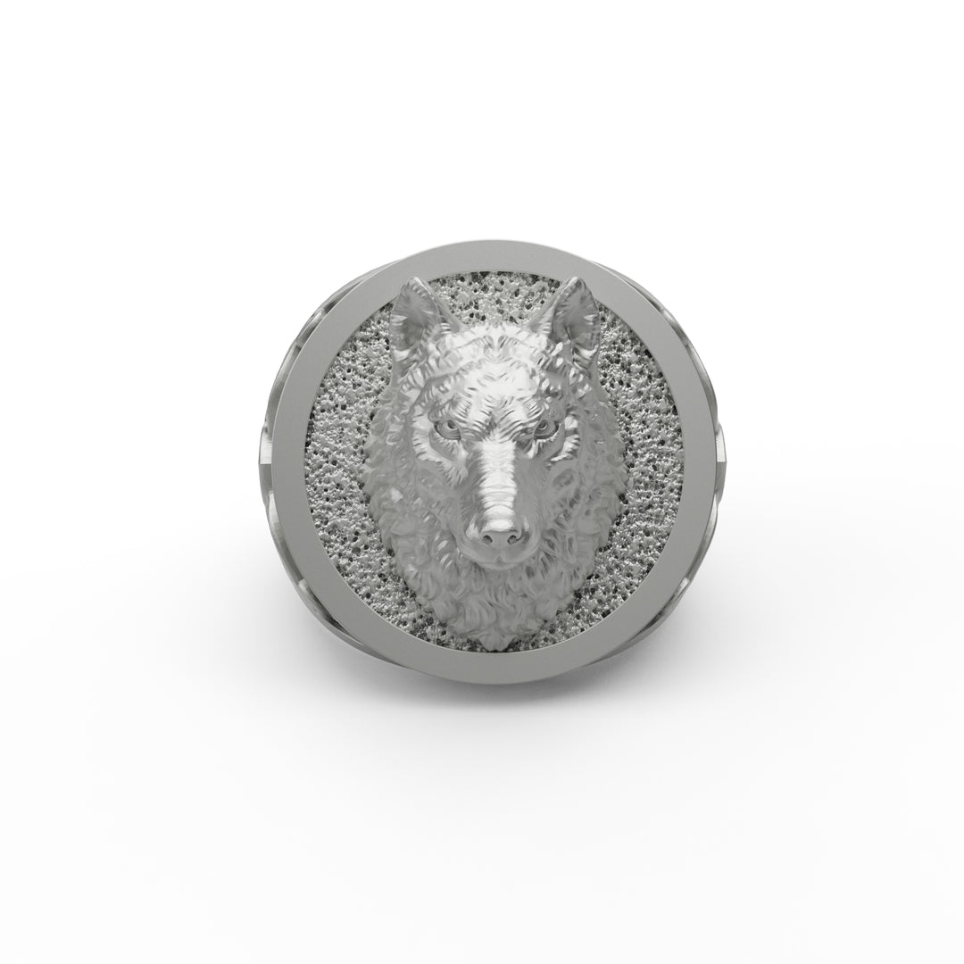 Wolf Head Signet Ring