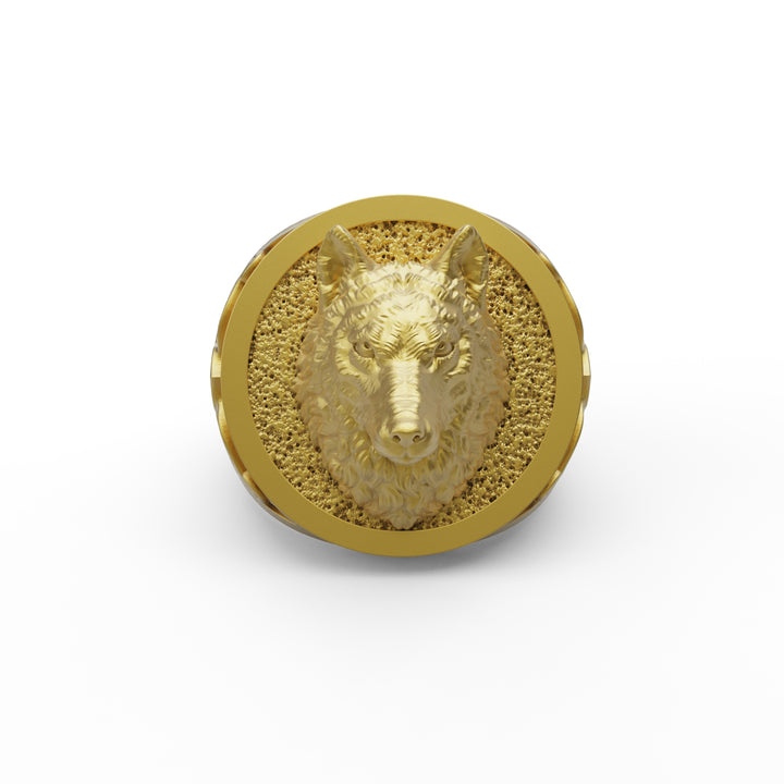 Wolf Head Signet Ring