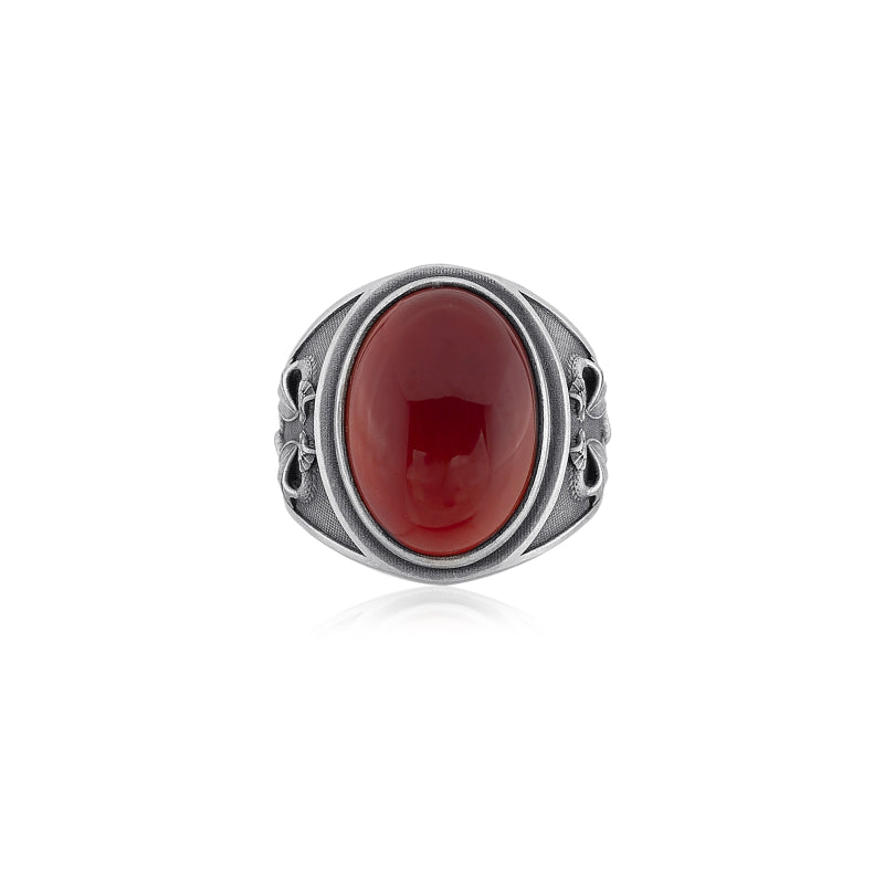 Double Dragon Carnelian Ring top view