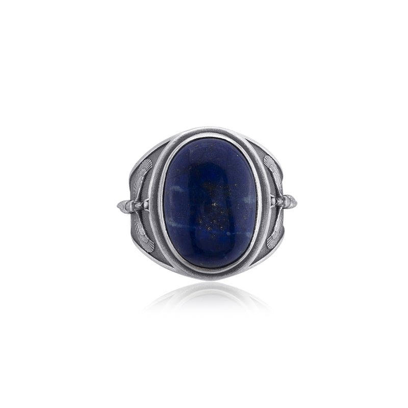 Egyptian Isis Goddess Lapis Lazuli Ring top view