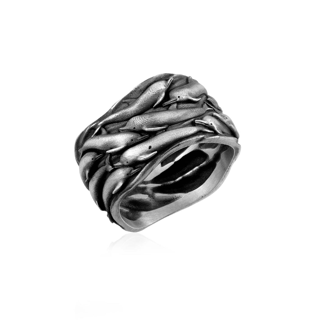 Dolphin Wave Band Ring