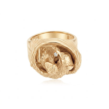Winged Guardian White Stone Ring