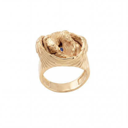 Winged Guardian Blue Stone Ring