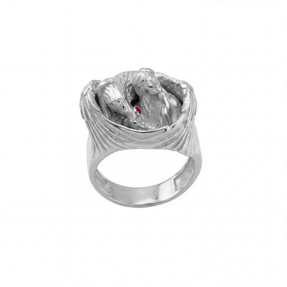 Winged Guardian Pink Stone Ring