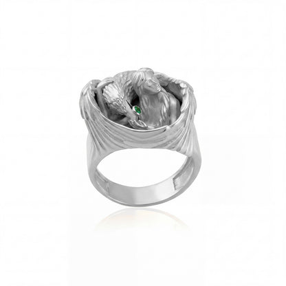 Winged Guardian Green Stone Ring