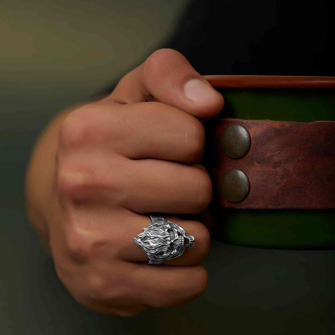 Flaming Skull Ring