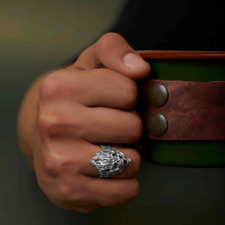 Flaming Skull Ring